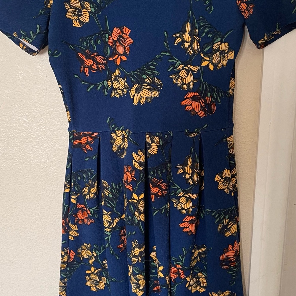 LuLaRoe Navy Dress with Yellow Floral Accents